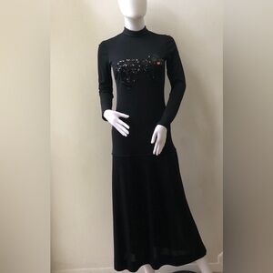 Vintage Veneziano. Black Silk Jersey. Petite. See measurements for fit.